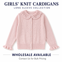 T-shirt à manches longues en tricot avec col crocheté personnalisé pour filles, cardigan en maille pour tout-petits, haut pour enfants, vente en gros OEM ODM