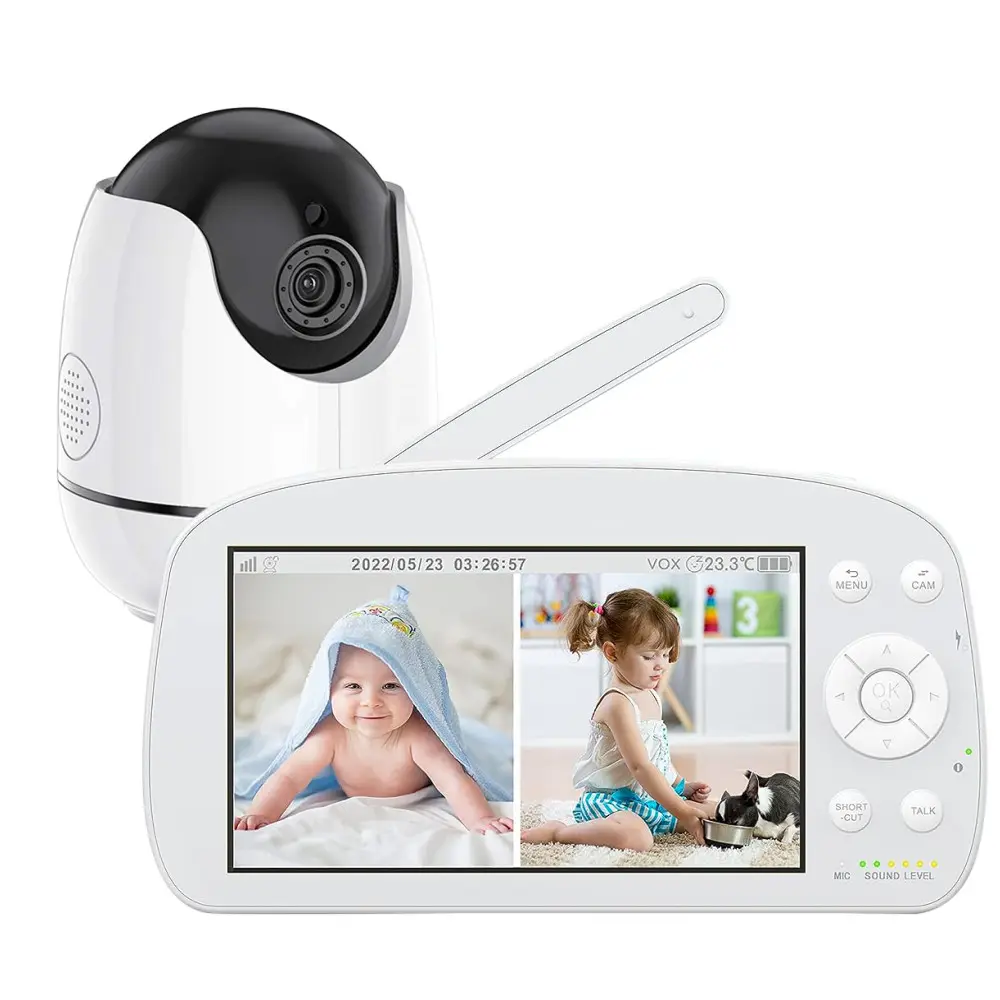 2024 nuova tendenza Premium qualità 5.5 pollici Display LCD a colori 5000mAh batteria 1080P Video ad alte prestazioni Baby Monitor con fotocamera