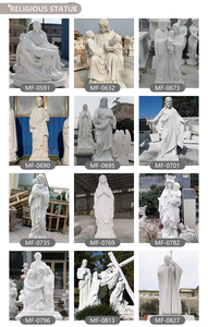 Estatua de Jesús de Mármol Blanco Tallada <span class=keywords><strong>a</strong></span> Mano, Tamaño Real, Escultura Religiosa de Cristo Sentado en Piedra para Decoración Exterior de Iglesias - Product Image 6