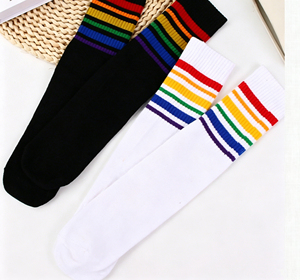 Calzini Sportivi Casual Antiscivolo a Righe Elastici di Media Lunghezza alla Moda per Uomo e Donna, Vendita Calda di Fabbrica - Product Image 2