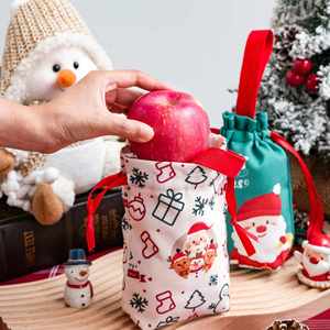 Custom Christmas Drawstring Gift Bag Portable Pull <b>String</b> Canvas Storage Pouch Customized Drawstring Handbag for Holiday Gift - Product Image 3