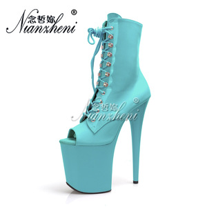 Zapatos de Pole Dance con Tacones de Stripper de 20 cm, Botines de <span class=keywords><strong>Plataforma</strong></span> con Punta Abierta a la Moda, con <span class=keywords><strong>Cordones</strong></span>, Góticos para Mujer, Sexis y Fetiche para Club Nocturno, Tallas Grandes - Product Image 5