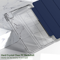 Étui antichoc à fermeture automatique ultra-transparent en cristal pliable en trois parties pour tablette iPad Air 13 M4 2026 avec support pour stylet