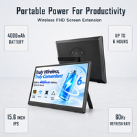 Layar Portabel Nirkabel OEM Tambahan dengan Speaker 15.6 Inci 1080P IPS 60Hz Baterai Ekstensi Layar Laptop untuk Kantor dan Perjalanan