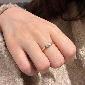 18K Gold and S925 Pure Silver Ring 94-<b>point</b> Horse Eye Diamond Minimalist Arch Ins High-End Style <b>Light</b> Luxury - Product Image 5