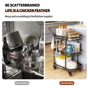 Carrello in Metallo Multifunzionale a Tre Ripiani, Stile Moderno, Portatile, Non Pieghevole, per Alimenti, Scaffale Portaoggetti, Appendiabiti da Soggiorno <span class=keywords><strong>TR</strong></span> - Product Image 3