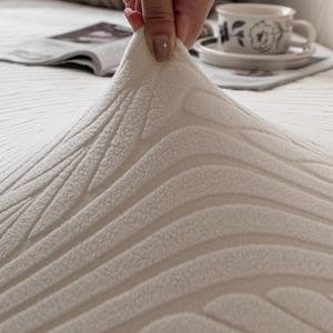 Fleece <b>Sofa</b> <b>Cover</b> 145-185CM Jacquard Pattern All Season Cat Scratch Resistant Slipcover - Product Image 1