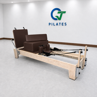 Mesin Reformer Pilates Kayu Maple Coklat Tua untuk Pelatihan Studio Berat dan Pengadaan Klub