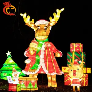 Outdoor Christmas Decoration Santa Silk Lanterns