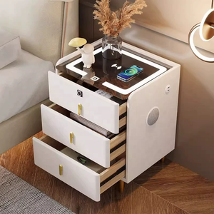 Table de <span class=keywords><strong>Chevet</strong></span> Multifonctionnelle de Luxe en Bois Massif au Design Minimaliste Moderne, Meuble de Chambre Intelligent et Tendance - Product Image 3