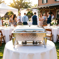 Ensemble de réchauds de buffet commerciaux 9L, réchaud martelé avec couvercle en verre transparent pour service de plats chauds lors de mariages et banquets