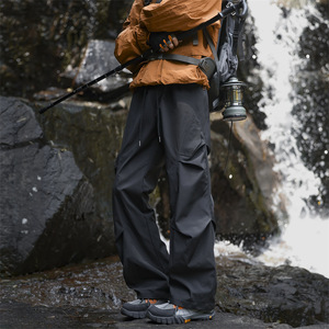 <span class=keywords><strong>Pantalon</strong></span> d'extérieur pour <span class=keywords><strong>homme</strong></span>, coupe-vent et imperméable, <span class=keywords><strong>taille</strong></span> élastique, couleur unie, style empilé - Product Image 2