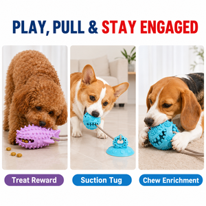 Juguete interactivo para perros con ventosa de TPR, dispensador de golosinas, pelota para jugar solo, ecológico, para limpieza de dientes, juguete masticable para perros - Product Image 5