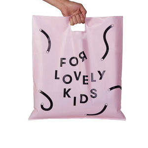 Thiết kế logo tùy chỉnh in chết cắt xử lý mờ túi màu xanh PE nhựa mua sắm túi cho may mặc đóng gói - Product Image 2