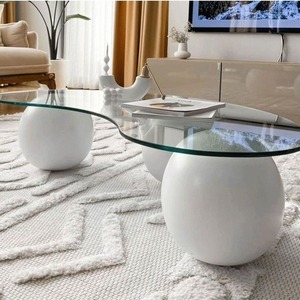Table Basse Créative Minimaliste <span class=keywords><strong>LeTao</strong></span> Tao 2026 Nouveau Modèle en Verre Trempé Durable avec Cadre Métallique Style Crème Forme Cachemire Facile à Assembler - Product Image 5