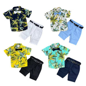 ハワイスタイルのベビーキッズ衣装カラフルなシャツ + ショーツ男の子セット良質の男の子2個スーツ - Product Image 4