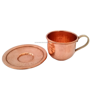 Dessous de verre à thé moderne élégant en cuivre massif avec forme ronde martelée parfait pour une utilisation polyvalente et des mariages élégants - Product Image 2