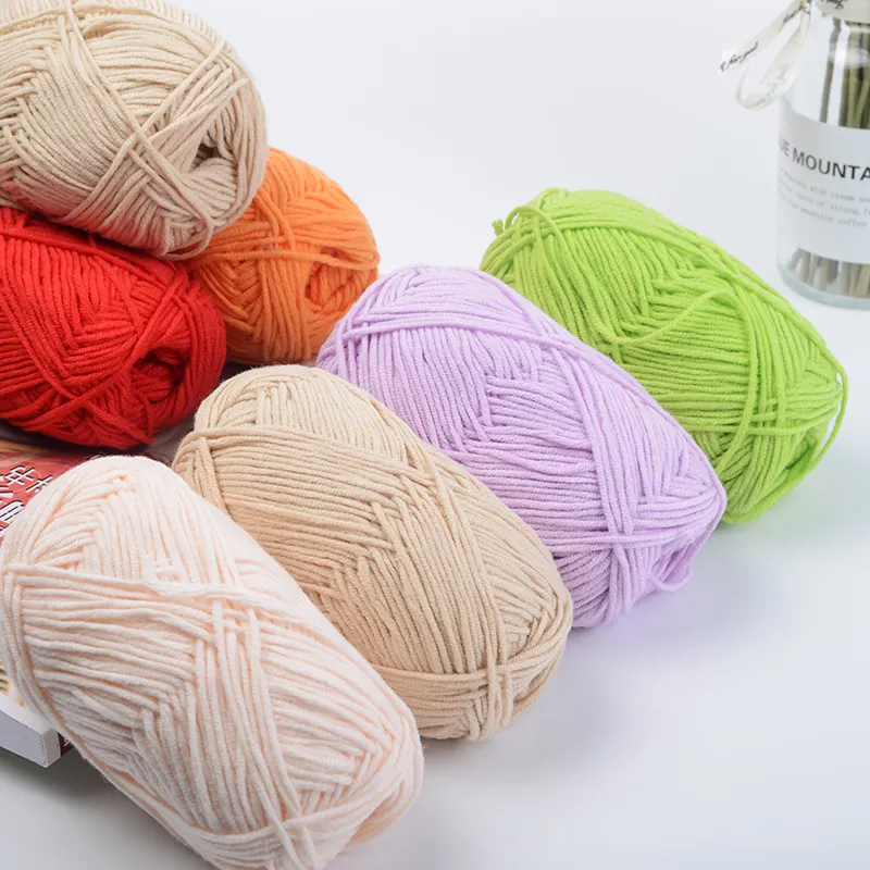 Súper suave bebé artesanías lana acrílico leche hilo de algodón colores surtidos tejer ganchillo grueso madejas hilo