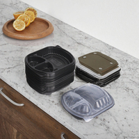 Contenants alimentaires jetables en PP de qualité alimentaire à 3 compartiments, boîte bento micro-ondable avec couvercle, vente en gros pour emballage à emporter