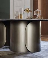 Ensemble table à manger ronde de luxe 12 places en marbre design en métal