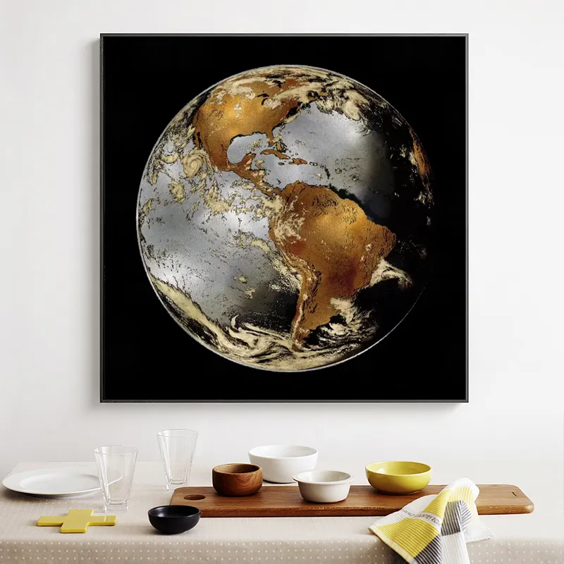 Abstract Aarde Maanlicht Canvas Schilderij Op De Muur World Map Wall Art Poster Prints Muur Foto 'S Voor Woonkamer Thuis cuadrot