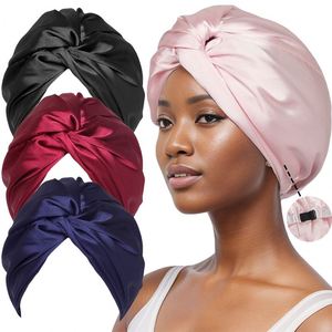 <span class=keywords><strong>Bonnet</strong></span> d'hiver multifonctionnel en satin noir double couche ajustable pour tresses bouclées pour les voyages en plein air - Product Image 1