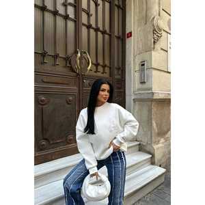 Women's <b>White</b> Silk <b>Sweatshirt</b> Embroidered Hoodies for Winter and Autumn XS Size Light Weight - Product Image 2