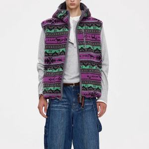 Wholesale Fairman Pattern Outerwear <b>Men's</b> Sleeveless Sweatshirt Double-Sided Soft Textured Polar <b>Fleece</b> <b>Men's</b> Zip up Hoodie <b>Vest</b> - Product Image 4