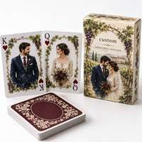 Jeu de cartes personnalisé sur le thème du vignoble espagnol, portrait de couple en aquarelle, jeu de poker, cadeau de mariage, service tout-en-un