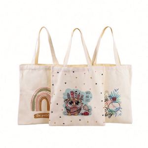 Natural <b>Extra</b> <b>Large</b> Canvas Tote Bag Custom Cartoon Pattern Stylish Reusable Shoulder Shopping Gift with Logo <b>Printing</b> - Product Image 1