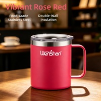 Mug de voyage isotherme classique réutilisable en acier inoxydable à double paroi de 350 ml avec couvercle, isolation thermique de 6 à 12 heures