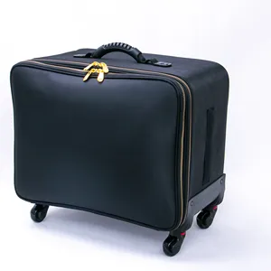 FAMA direct supplier Customize Multi-Useful Trolley Makeup Bag Nylon Rolling Train Case Cosmetic Travel Bag