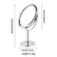 Miroir de maquillage de table rond ovale pivotant double face vintage réglable de 8 pouces en argent