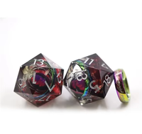 Set Dadu Inti Cair DND untuk Permainan Papan RPG Dungeons and Dragons, Dadu Resin Tajam, Dadu Mata Naga
