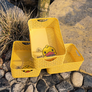 Water Star Home Yellow Duck <b>Rectangular</b> Storage <b>Basket</b> PP Material Stackable Cosmetic Toy Organizer - Product Image 2