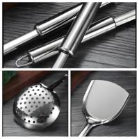 410 acier inoxydable maison ustensiles de cuisine outils de cuisine avec Pot accessoires spatule écumoire louche tourneur Spaghetti fourchette