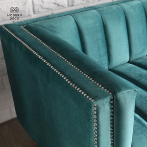 Sofá de Terciopelo Soffan Samt Sammet, Sofá, Sillón, Diván, 3 Plazas, Diseño Moderno, Verde, con Capitoné, Muebles para Sala de Estar - Product Image 5