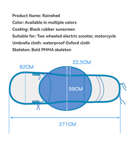 หลังคาคลุมรถจักรยานยนต์ไฟฟ้าแบบกึ่งปิด กันลม กันแดด กันฝน สำหรับจักรยานไฟฟ้า สกู๊ตเตอร์ พร้อมโลโก้สั่งทำ - Product Image 2