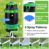 SUNSHINE OEM Sprinkler Taman 5 Pola yang Dapat Disesuaikan Dengan Tiang Logam, Rotasi 360 Derajat, Irigasi Taman, Logo Dapat Disesuaikan