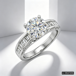 Anillo de Boda Personalizado de Plata Chapada en Oro de 14k con Diamante Cultivado en Laboratorio de 1.0 Quilates, Corte Brillante, Calidad VVS-VS, para Fiesta - Product Image 2