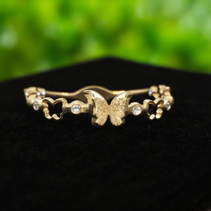 Gold Plated Stainless Steel Butterfly Bangle With <b>Crystal</b> Accents Fashion Jewelry - Product Image 3