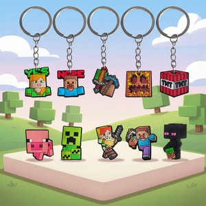 Porte-clés Lumineux Écologique Zeamor <span class=keywords><strong>Logo</strong></span> 2D 3D Dessin Animé Mignon Mineur Jeu Personnalisé Caoutchouc Minecrafts Pendentif Sac à Dos Cadeau - Product Image 2