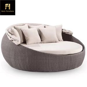 Contemporaneo divano rotondo in vimini Rattan divano divano letto portatile all'aperto lettino per ville per dormire e sonnecchiare al sole - Product Image 6