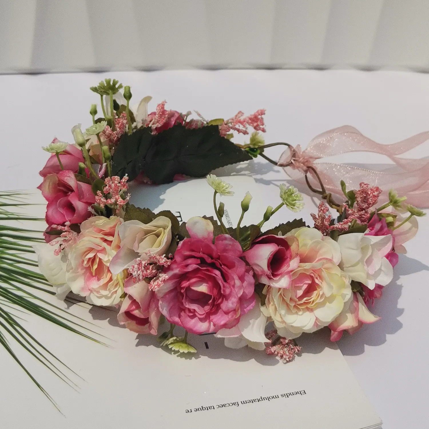 Diadema de flores blancas para mujer, venta al por mayor, Tiara de boda, guirnaldas florales, diadema, accesorios para el cabello, diadema de flores hawaianas, corona