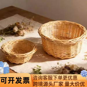 Wicker Storage <b>Baskets</b> Round For Kitchen Food Container Fruit Vegetable <b>Basket</b> - Product Image 5