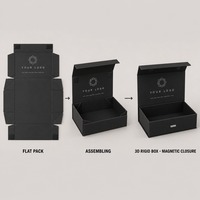 Boîte cadeau noire douce au toucher, impression personnalisée, pliable, style livre, fermeture magnétique rigide, vente en gros directe d'usine, emballage plat