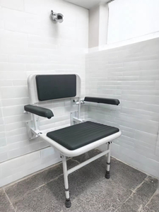 Factory Supply Adjustable Rust Proof Wall Mounted Folding Shower Seat <b>Stool</b> with Armrest - Product Image 5