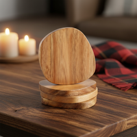 Sous-verres de luxe en bois d'acacia naturel irrégulier, écologiques, de 10 cm de diamètre, en forme de fleur de hêtre, pour table et café, vente en gros