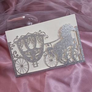 Silver Gold Champagne Glitter Cow <strong>Boy</strong> Horse Laser Cut Pocket <strong>Invitation</strong> Cards for Wedding Birthday Quinceanera Invites - Product Image 1