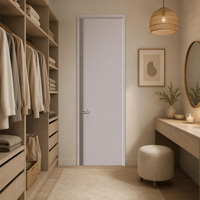 Porte intérieure en MDF mélaminé blanc, design panneau plat uni, pour projets de logement locatif en appartement, commande en gros